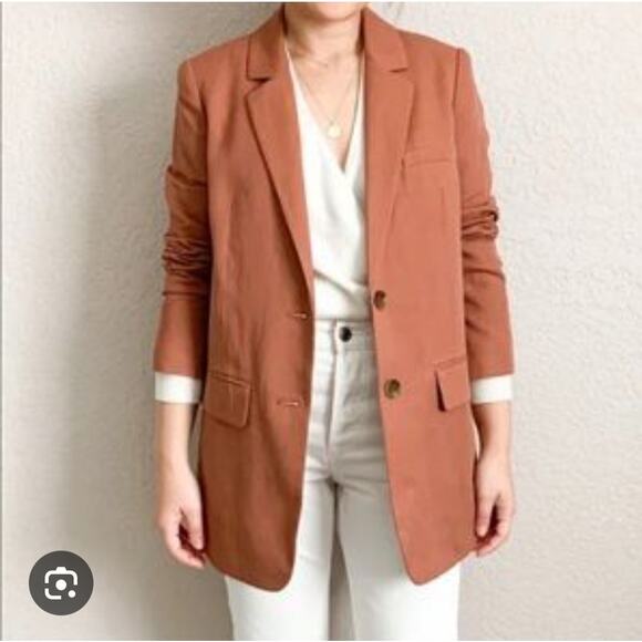 Everlane Jackets & Blazers - Everlane Oversized Blazer Clay Rust Linen Sz 00 Minimalist OfficeChic Layering